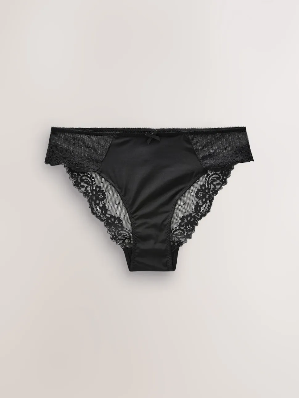 Black High Leg Mesh & Lace Knickers
