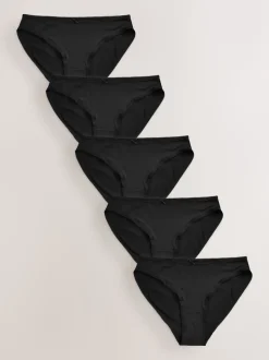 Black High Leg Microfibre Knickers 5 Pack