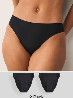 Black High Leg No VPL Period Knickers 2 Pack