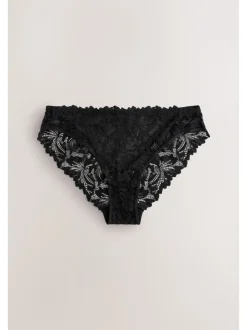 Black High Leg Ultimate Comfort Lace Knickers 7 Pack