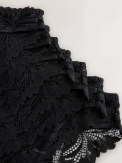 Black High Leg Ultimate Comfort Lace Knickers 7 Pack
