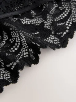 Black High Leg Ultimate Comfort Lace Knickers 7 Pack