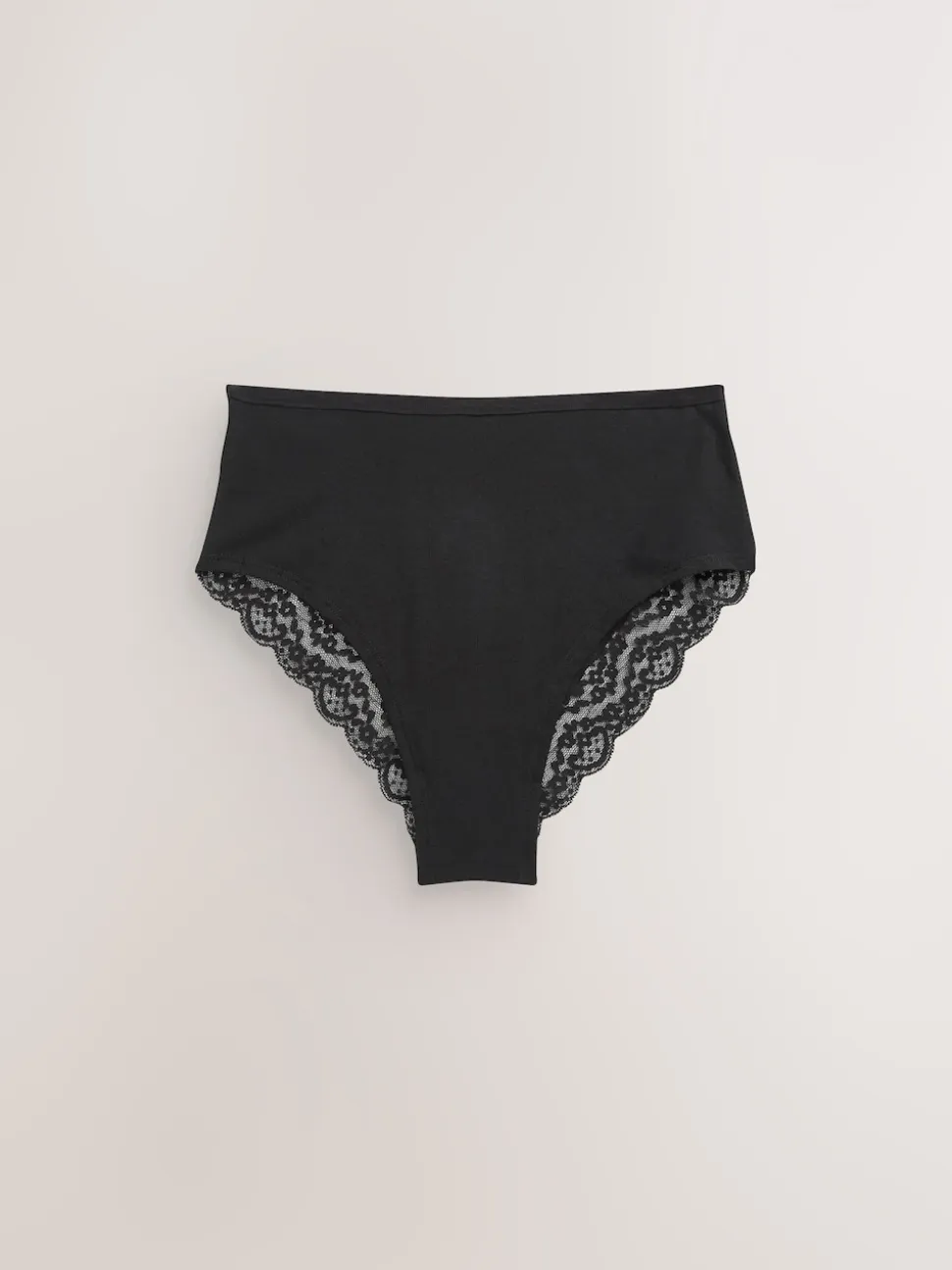 Black High Rise High Leg Cotton Lace Knickers 4 Pack