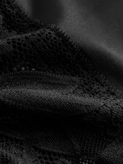 Black High Rise Lace And Microfibre Knickers