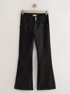 Black High Rise Stretch Flare Jeans