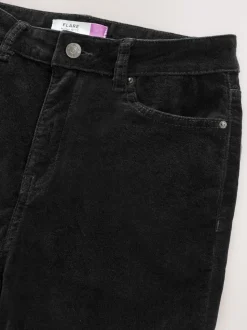 Black High Rise Velvet Cord Flare Jeans