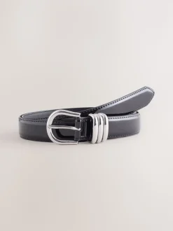 Black High Shine Regular PU Belt