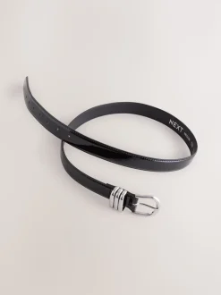 Black High Shine Regular PU Belt