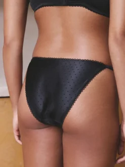 Black High Shine Spot Tanga Knickers