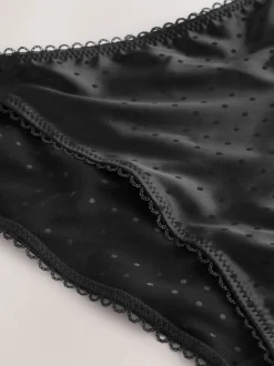 Black High Shine Spot Tanga Knickers