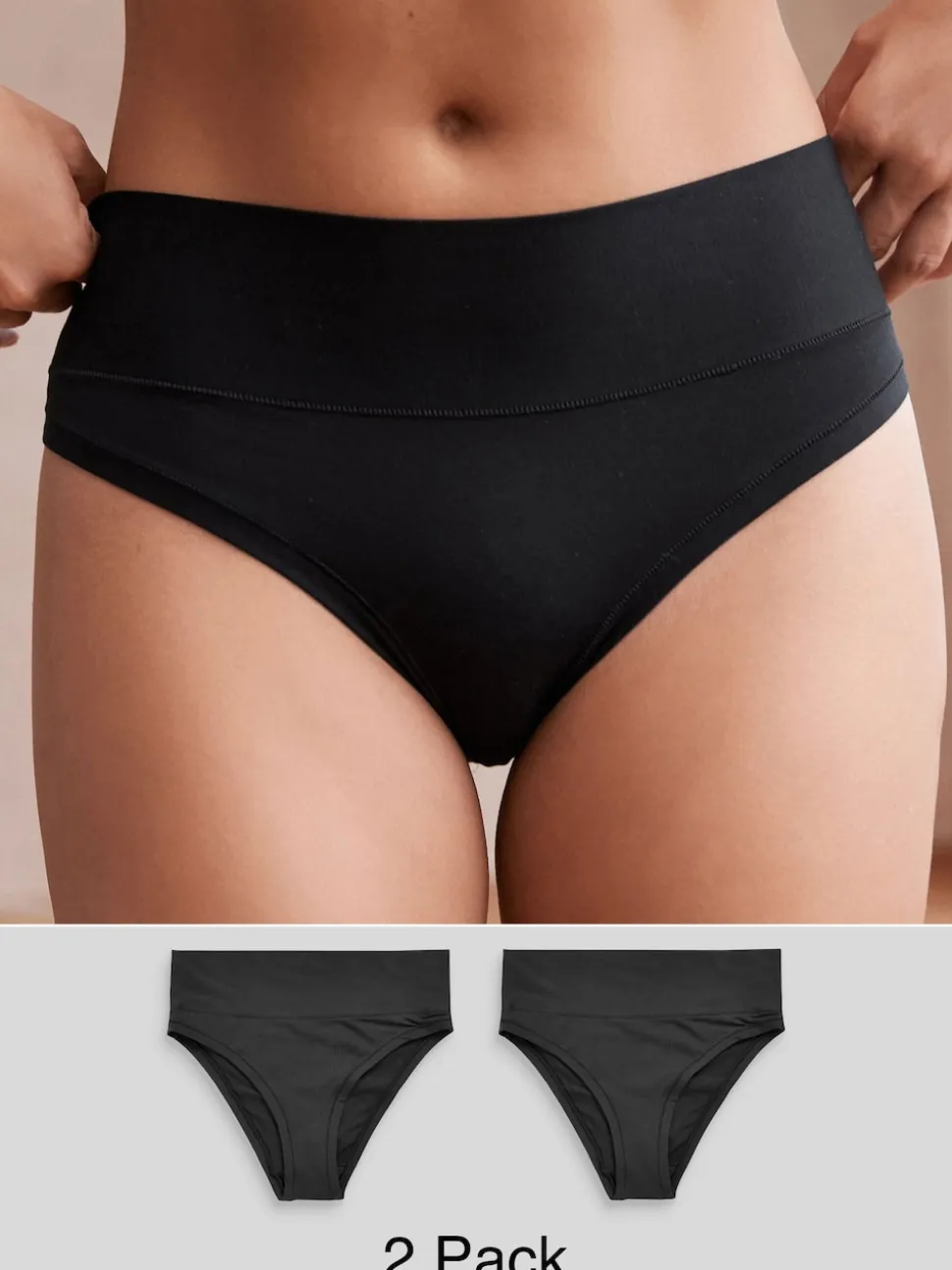 Black High Waist High Leg Ultimate Comfort Knickers 2 Pack