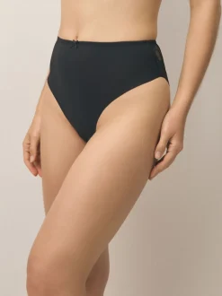 Black High Waist High Leg No VPL Lace Back Briefs 3 Pack