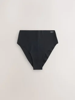 Black High Waist High Leg Cotton Rich No VPL Knickers 3 Pack