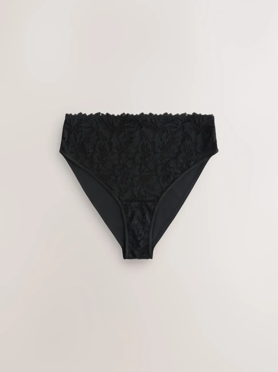 Black High Waist High Leg Lace Front NVPL Knickers 3 Pack