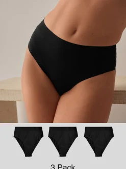 Black High Waist High Leg No VPL Comfort Knickers 3 Pack