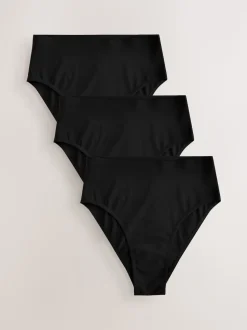 Black High Waist High Leg No VPL Comfort Knickers 3 Pack