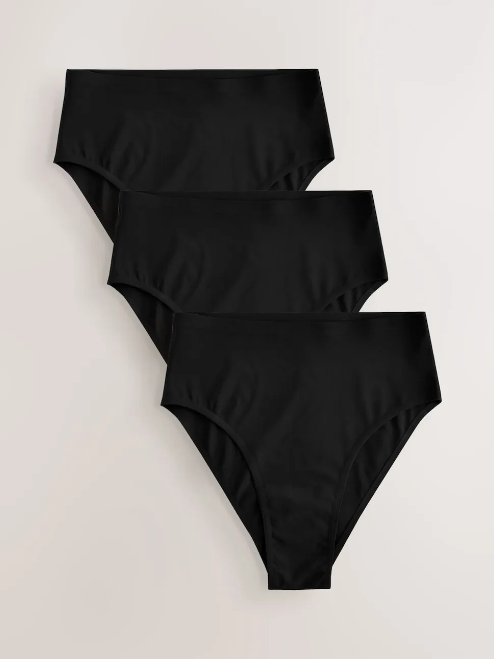 Black High Waist High Leg No VPL Comfort Knickers 3 Pack