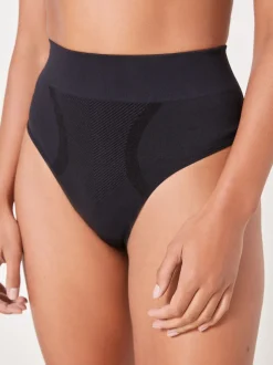 Black High Waist Thong Seamless Firm Tummy Control Shaping Briefs