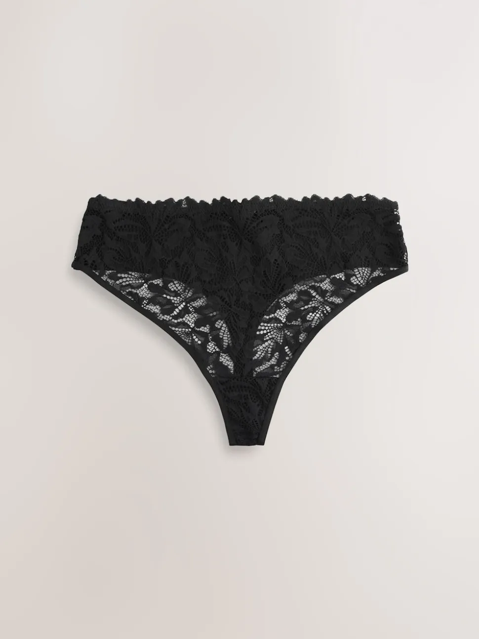 Black High Waisted Thong Lace Front NVPL Knickers 3 Pack