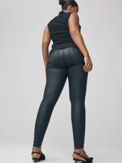 Black Hourglass Coated Denim Skinny Jeans