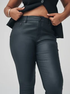 Black Hourglass Coated Denim Skinny Jeans