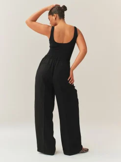 Black Hourglass Wide Leg Tailored Trousers