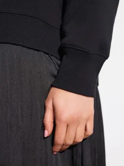 Black 2-In-1 Sweatshirt With Satin Midi Skirt