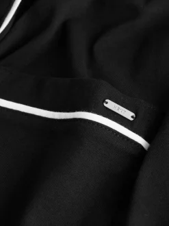 Black Jersey Button Through Pyjamas
