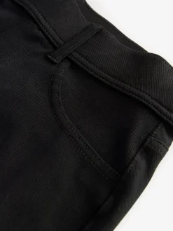 Black Jersey Denim Wide Leg Trousers