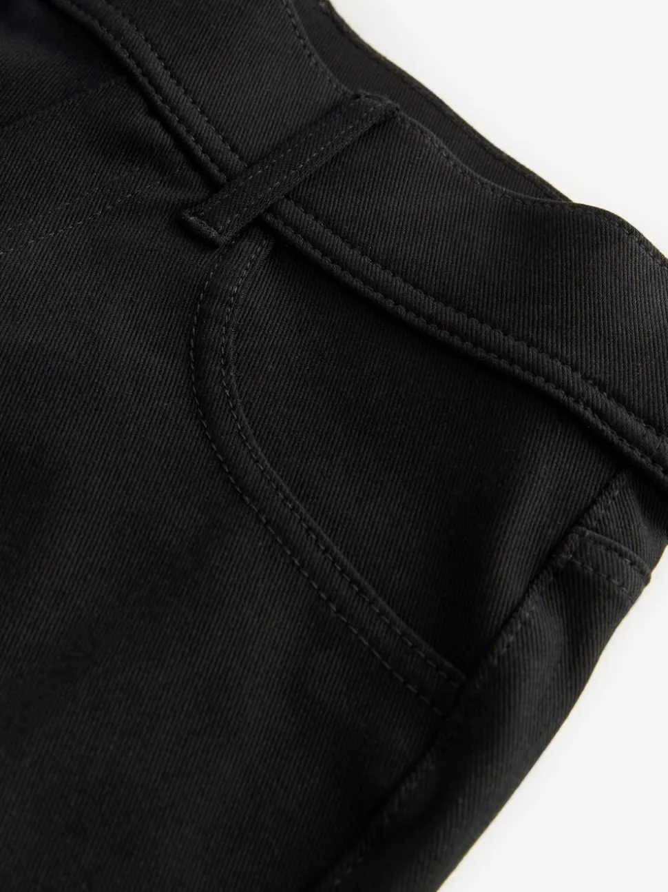 Black Jersey Denim Wide Leg Trousers