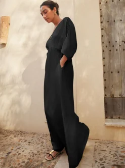 Black Jersey Kaftan Maxi Dress