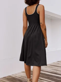 Black Jersey Midi Summer Dress