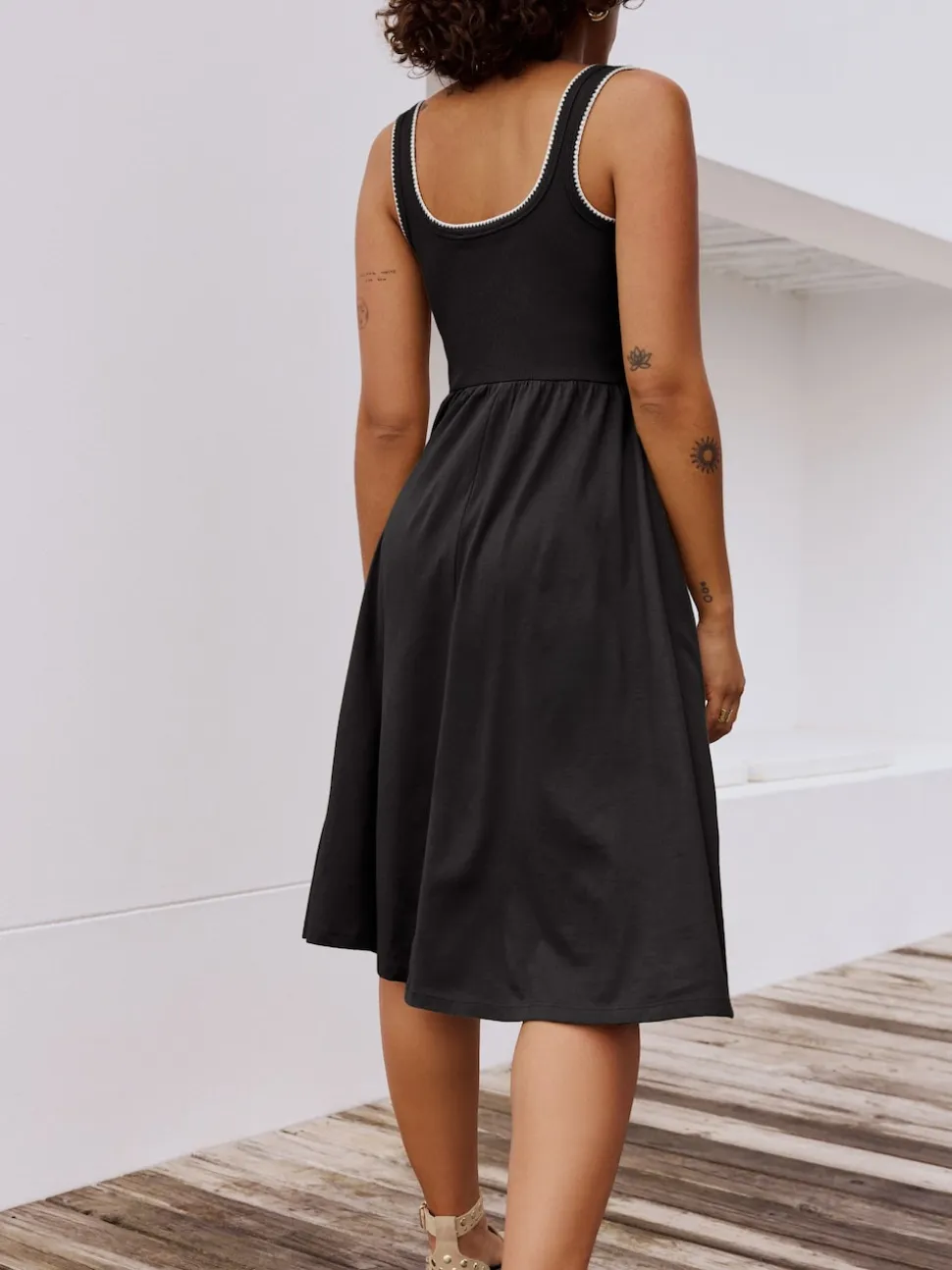 Black Jersey Midi Summer Dress
