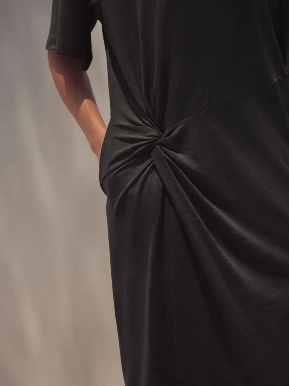 Black Jersey Twist T-Shirt Summer Dress