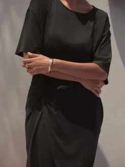Black Jersey Twist T-Shirt Summer Dress
