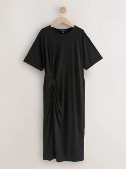 Black Jersey Twist T-Shirt Summer Dress