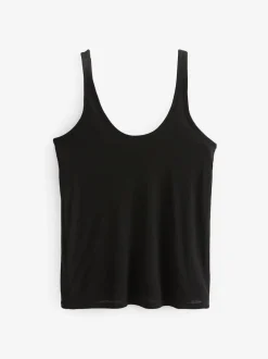 Black/ Khaki Green Strappy Scoop Neck Slouch Ribbed Vests 2 Pack