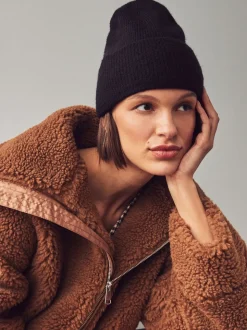Black Knitted Beanie Hat
