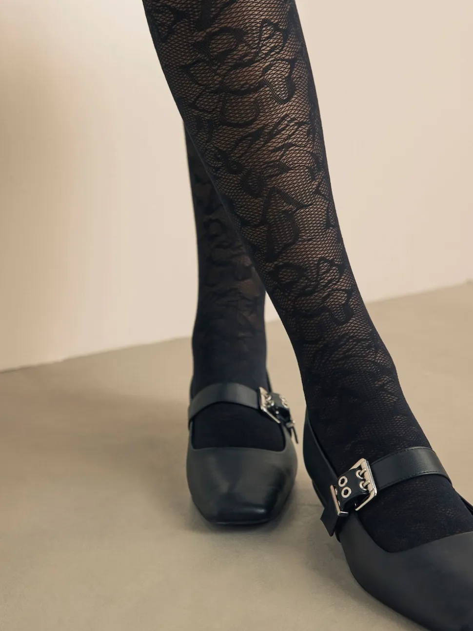 Black Lace Bum, Tum And Thigh Shaping Tights