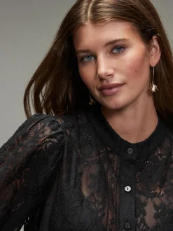 Black Lace Half Sleeve Blouse