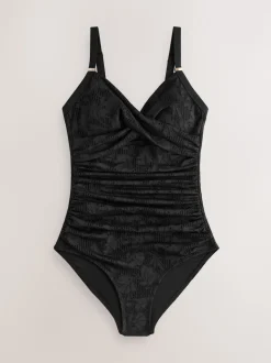 Black Lace Shaping Tummy Control Swimsuit