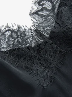 Black Lace Trim Strappy Cami Top