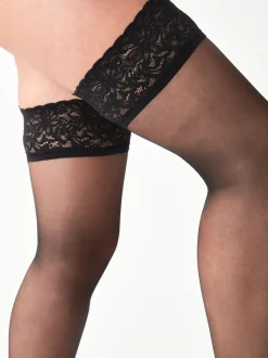 Black Ladder Resist Lace Top 15 Denier Hold-Ups