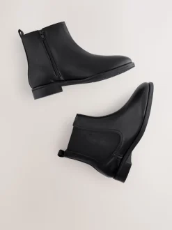Black Leather Extra Wide Fit Forever Comfort® Chelsea Ankle Boots