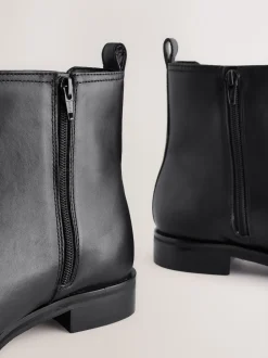 Black Leather Extra Wide Fit Forever Comfort® Chelsea Ankle Boots