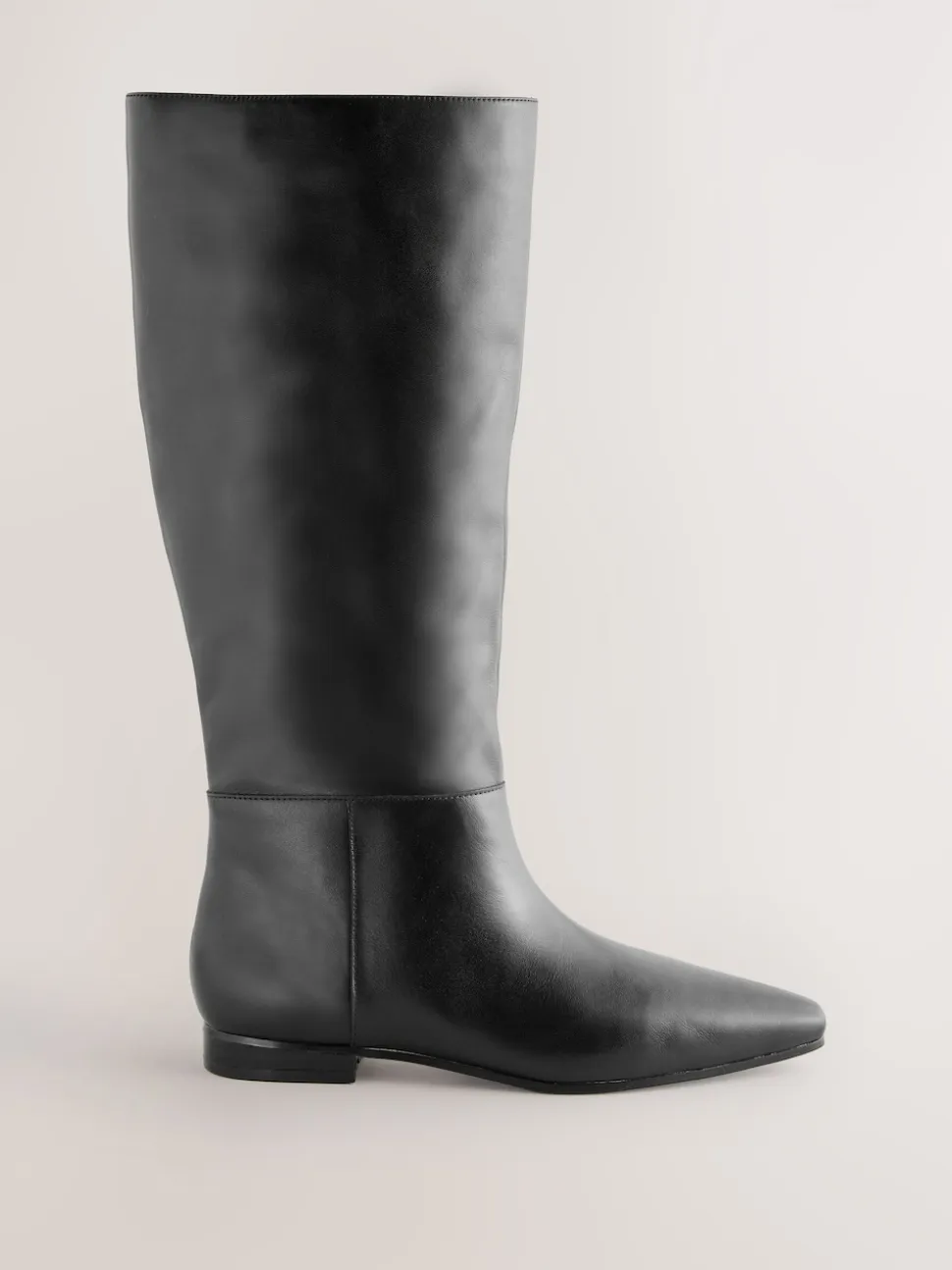 Black Leather Forever Comfort® Flat Chisel Toe Knee High Boots