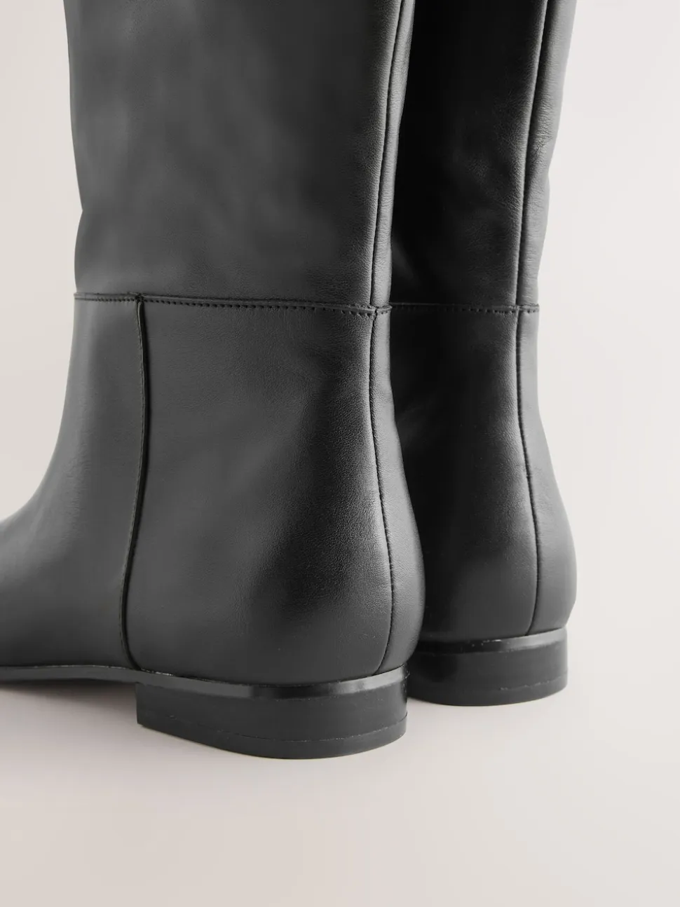 Black Leather Forever Comfort® Flat Chisel Toe Knee High Boots