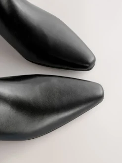 Black Leather Forever Comfort® Flat Chisel Toe Knee High Boots
