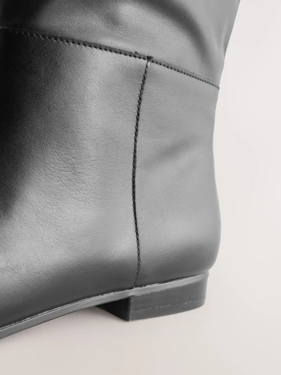 Black Leather Forever Comfort® Flat Chisel Toe Knee High Boots