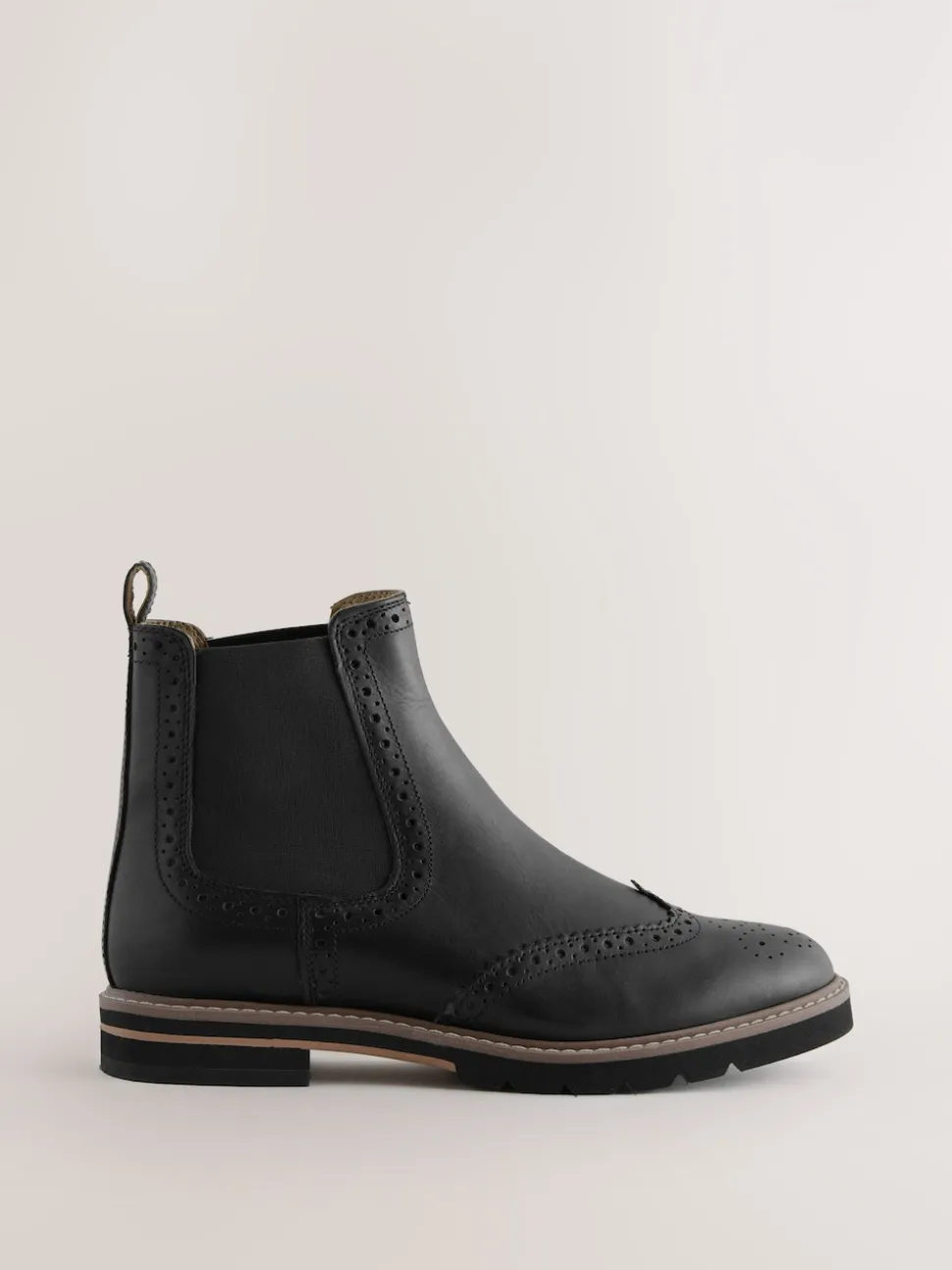 Black Leather Forever Comfort® Brogue Detail Chelsea Boots